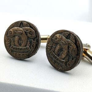 Vintage Pisces zodiac round cufflinks